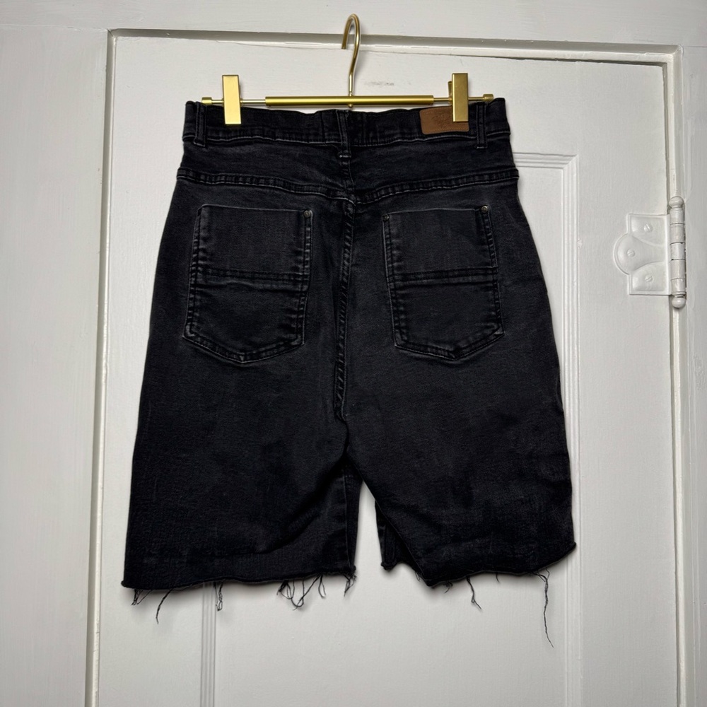 Hell Bunny Asymmetrical Button Cut Off Denim Shorts Black Size Small Size 28 - Picture 7 of 12